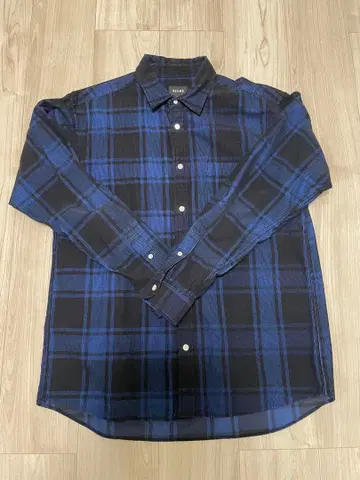BEAMS 블랙 블루 체크 플란넬 셔츠 L 사이즈