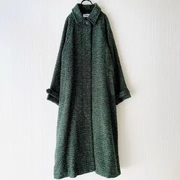 아줄바이마우지 트위드 롱 코트 M 그린 A라인 히요쿠시타테