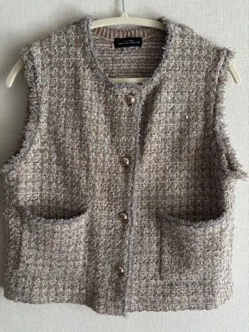 GREEN LABEL RELAXING 트위드 베스트 가디건