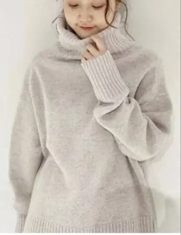 IENA AQUA 하이넥 와이드 풀오버