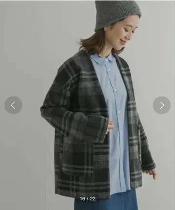 코트 아우터 슬라이버 가운 코트 체크 무늬