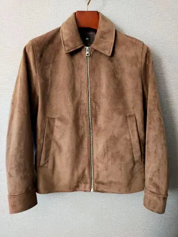 H&M 스웨이드 재질 카라 부착 자켓 블루종 브라운