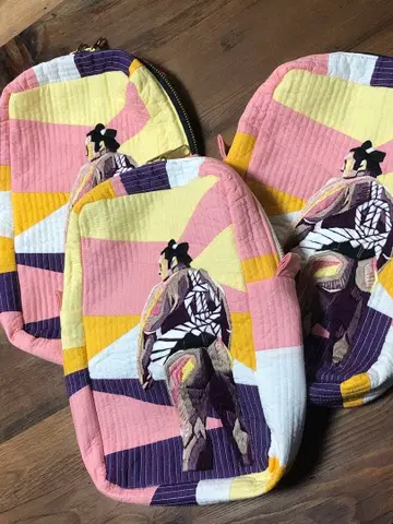 스모 선수 자수 퀼팅 핸드메이드 파우치