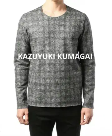 KAZUYUKI KUMAGAI 글렌체크 니트 자카드 크루넥
