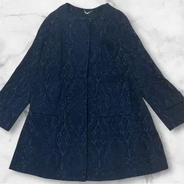 로즈 티아라 노카라 코트 블랙 자카드 고급 A라인