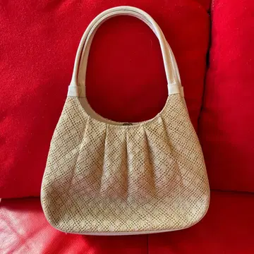 일본 정통 의상 소품 베이지 사이잘삼 핸드백