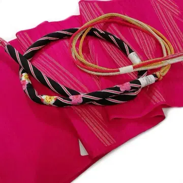 새상품 순수 실크 후리소데 오비 장식 천 허리띠 2세트 핑크색 계열