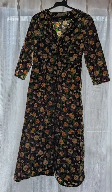 Lily Brown 플라워 프린트 7부 소매 롱 원피스