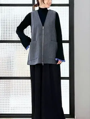 새상품급 렙심 울라이크 베스트 그레이 지퍼 베스트