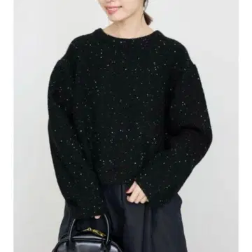 SLOBE IENA flower 스팽글 풀오버 블랙