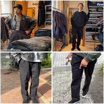 상태 DOCKERS 2턱 치노 팬츠 블랙 OVY 크루 착용