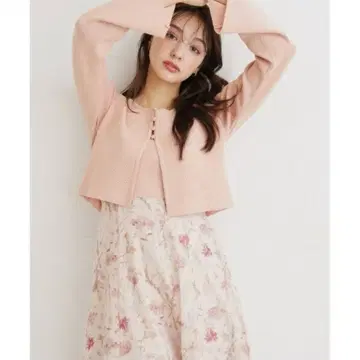 시어 플라워 원피스 가디건 세트