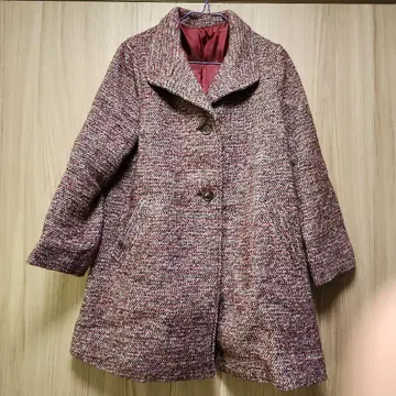 울 혼방 멀티 컬러 버튼 코트 M Les Deux Magots