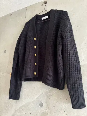 Rope Picnic 블랙 니트 가디건 골드 버튼 포함