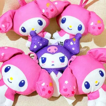 마이멜로디 쿠로미 봉제 인형 키링 스트랩 묶음 판매 11