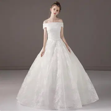 오프숄더 프린세스 라인 웨딩 드레스 M 사이즈