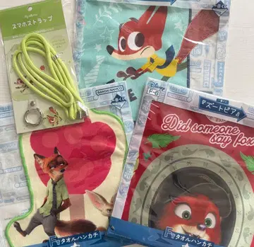 주토피아 닉 와일드 타월 손수건, 스마트폰 스트랩 4종 세트 제일복권