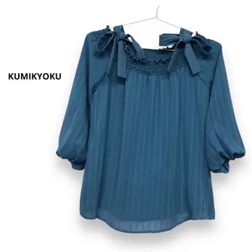정가 16,500엔 쿠미쿄쿠 섀도우 스트라이프 쉬폰 블라우스 워셔블 셔츠