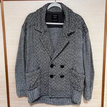 w closet 그레이 더블 브레스트 니트 코트