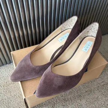 [ 사용 1회 ] 히미코 스웨이드 펌프스 24.5cm 힐 5cm 브라운