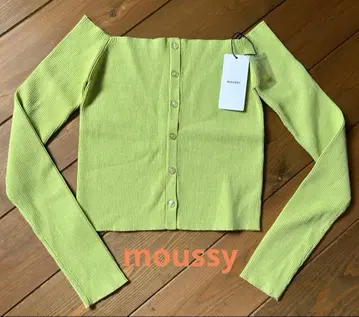 MOUSSY 오프숄더 스웨터 라임 그린