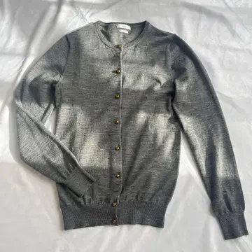 미사용 이에나 그레이 가디건 골드 버튼 긴팔 울 100%