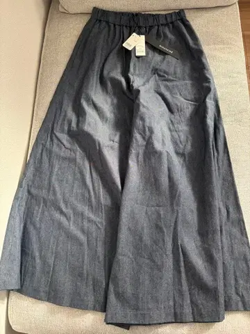 미즈이로 인디 다크 블루 데님 와이드 팬츠