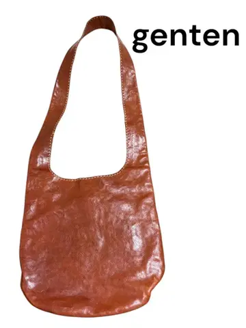 새상품급 겐텐 유프라테스 토트백 스티치 가죽 브라운