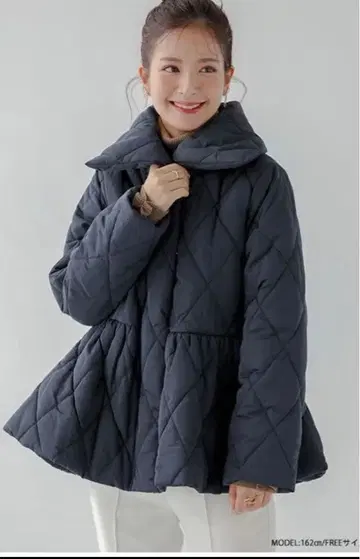 fitmore 페플럼 패딩 자켓 퀼팅 네이비