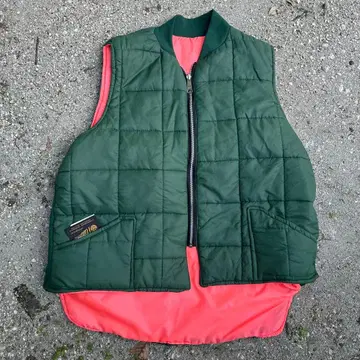 80s Nikaldi 퀼팅 다운 베스트 그린 canada 제조