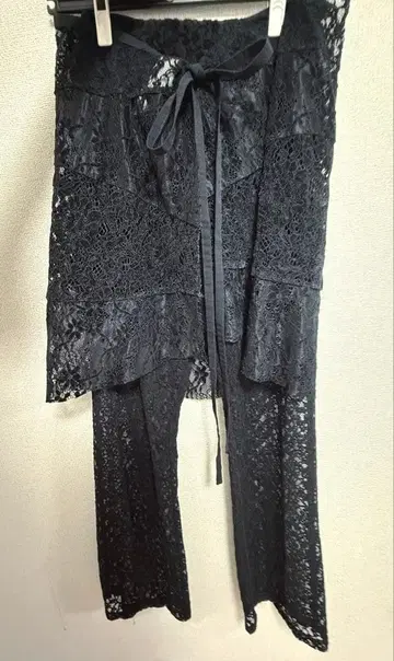 레이스 레이어드 팬츠 블랙
