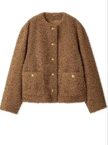 골드 버튼 노카라 보아 자켓