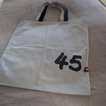 45R 화이트 x 네이비 코튼 토트백