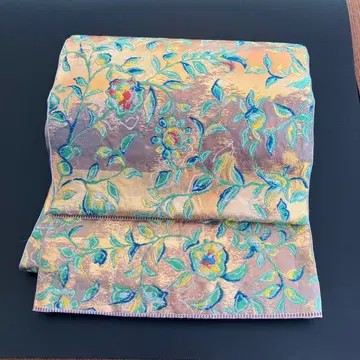 타츠무라 [로케츠카몬] 골드 컬러 꽃무늬 후쿠로 오비