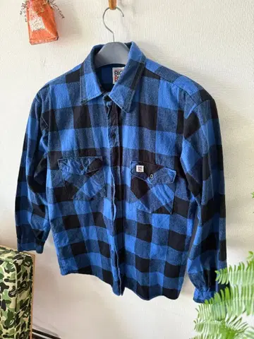 BIG BILL 파랑 블랙 체크 플란넬 셔츠