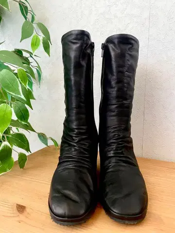 미사용 새상품 디시 DICI 22 가죽 블랙 부츠 웨지힐