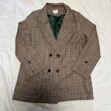 emi 체크 무늬 더블 브레스트 자켓 L 사이즈