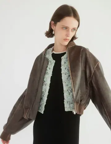 Sea Room Lynn 빈티지 에코 가죽 블루종