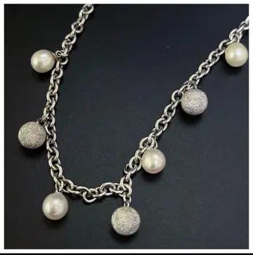 실버 925 펄 진주 참 목걸이
