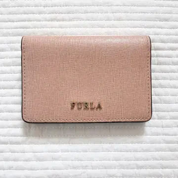 FURLA 핑크 베이지 가죽 명함지갑