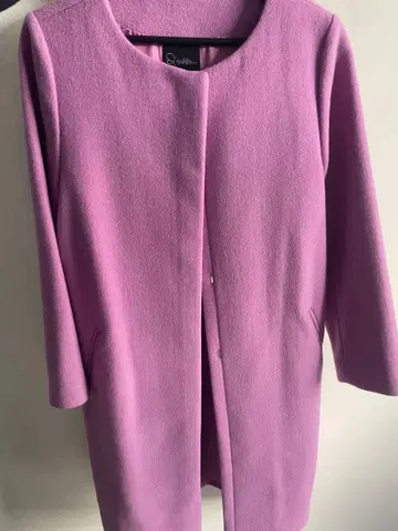 핑크 퍼플 롱 코트 단추식