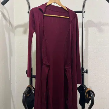 버건디 니트 랩 원피스 긴팔