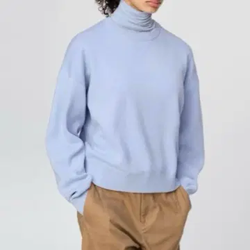 유니클로 C 스무스 코튼 크루넥 스웨터 블루 XXL