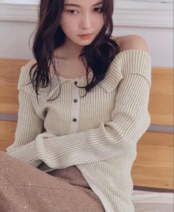 Andequal Glitter rib knit Beige