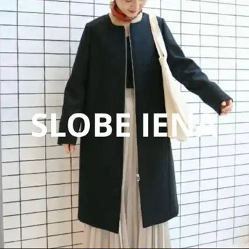 SLOBE IENA PORTLAND 노카라 지퍼 코트 네이비 36