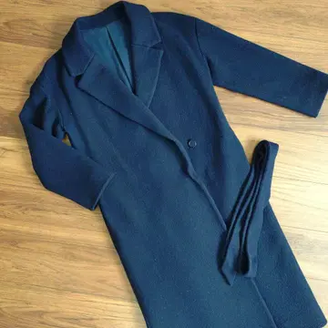 미라 오웬 다크 블루 롱 코트