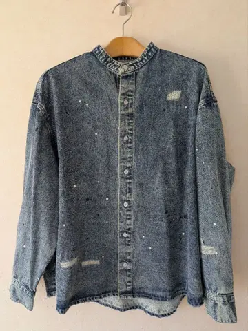 CAMBIO 데님 셔츠 긴팔 데미지 가공