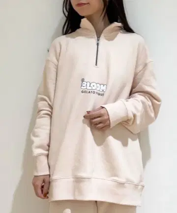 gelato pique 8LOOM 로고 쭈리 하프 지퍼 풀오버 핑크