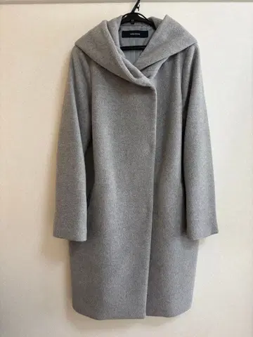 [ 클리닝 완료 ] 그레이 후드 부착 롱 코트