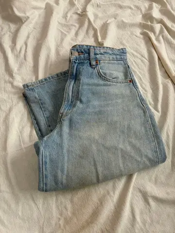 ZARA BAGGY BALLOON 미드 라이즈 데님 배럴 레그 32